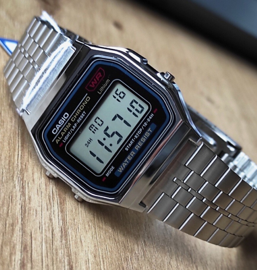 Casio A159W-N1 Classic Design Digital Stainless Steel Quartz Square Unisex Watch