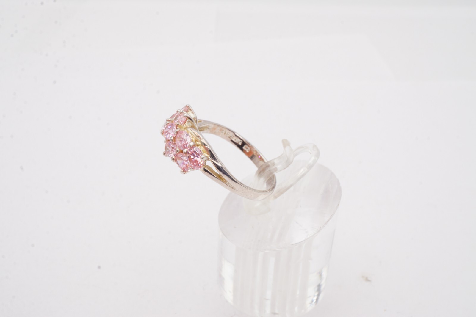 Sterling Silver 925 Pink Cubic Zirconia Ring Size 7.75