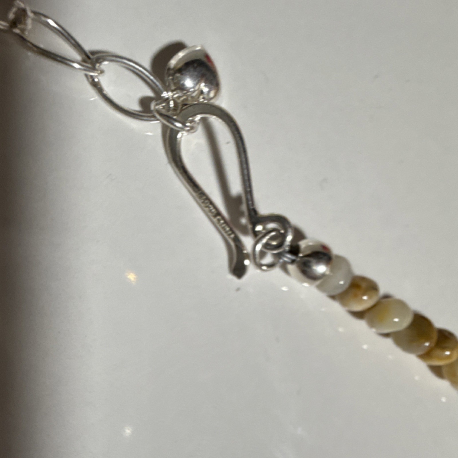 Mine Finds by Jay King Sterling Silver Beaded Stone Necklace Brown Beige