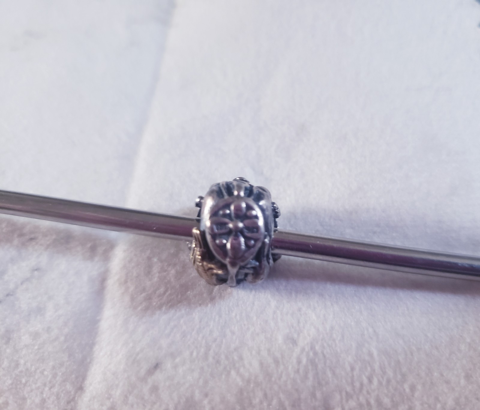 Gently Pre-owned Retired HTF Trollbeads Nightingale 18k Gold & SS.925 Bead 41815