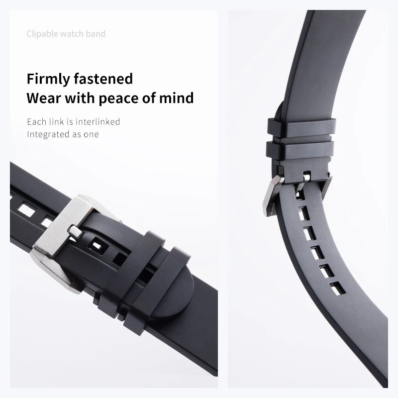 23mm FKM Rubber Watch Strap Band For Blancpain Fifty Fathoms 5000 5015 5054