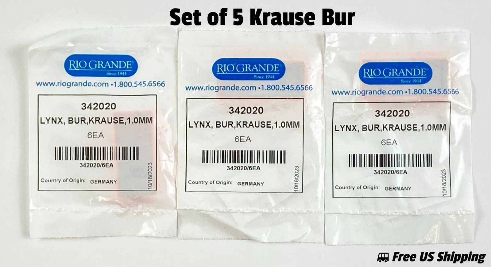 Rio Grande Krause Bur Lynx 1 mm 6-Pack 342020 Set of 3