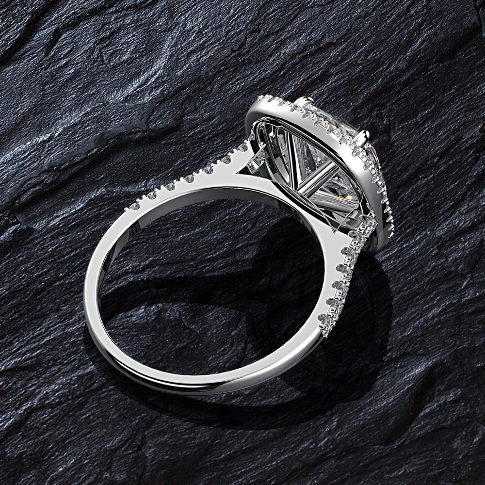 Women Solid 925 Sterling Silver High Carbon Stone Wedding Two Ring Set C20