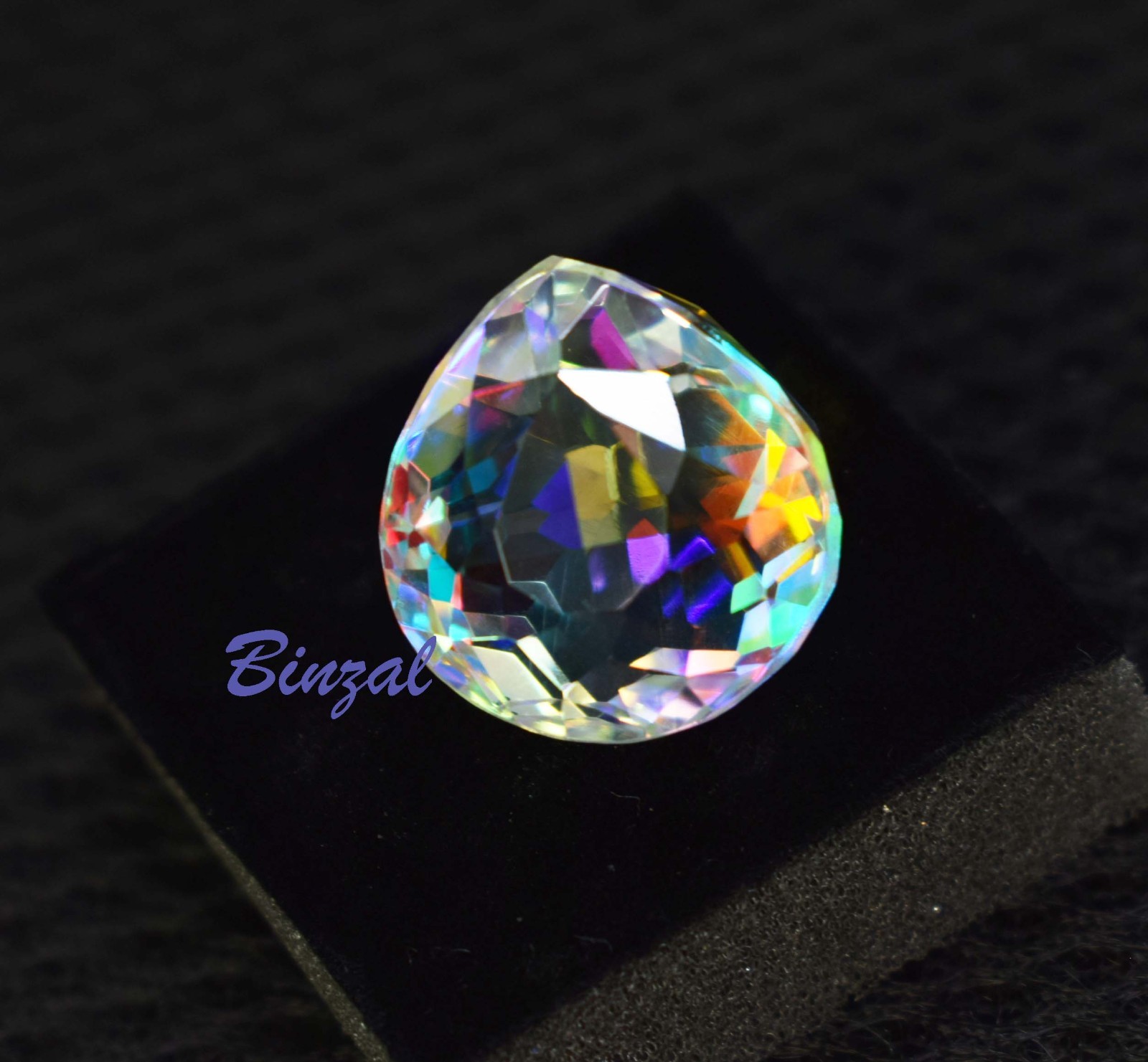 38-40 Carat Mystic Topaz Short Pear Cut Iridescent Rainbow Loose Gemstone
