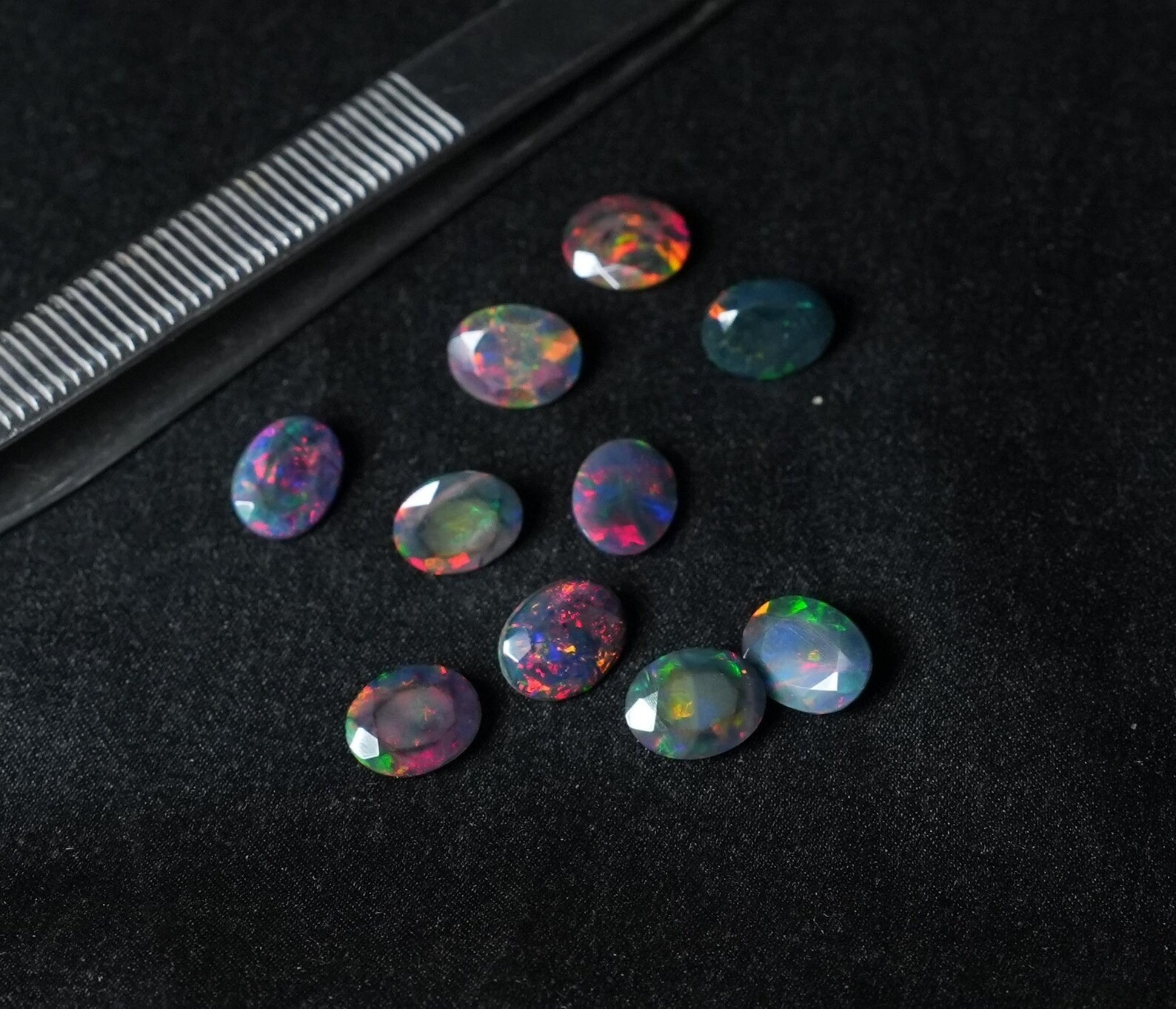 Natural Black Ethopian Opal Oval Faceted Cut 3x5mm To 8x10mm Loose Gemstone