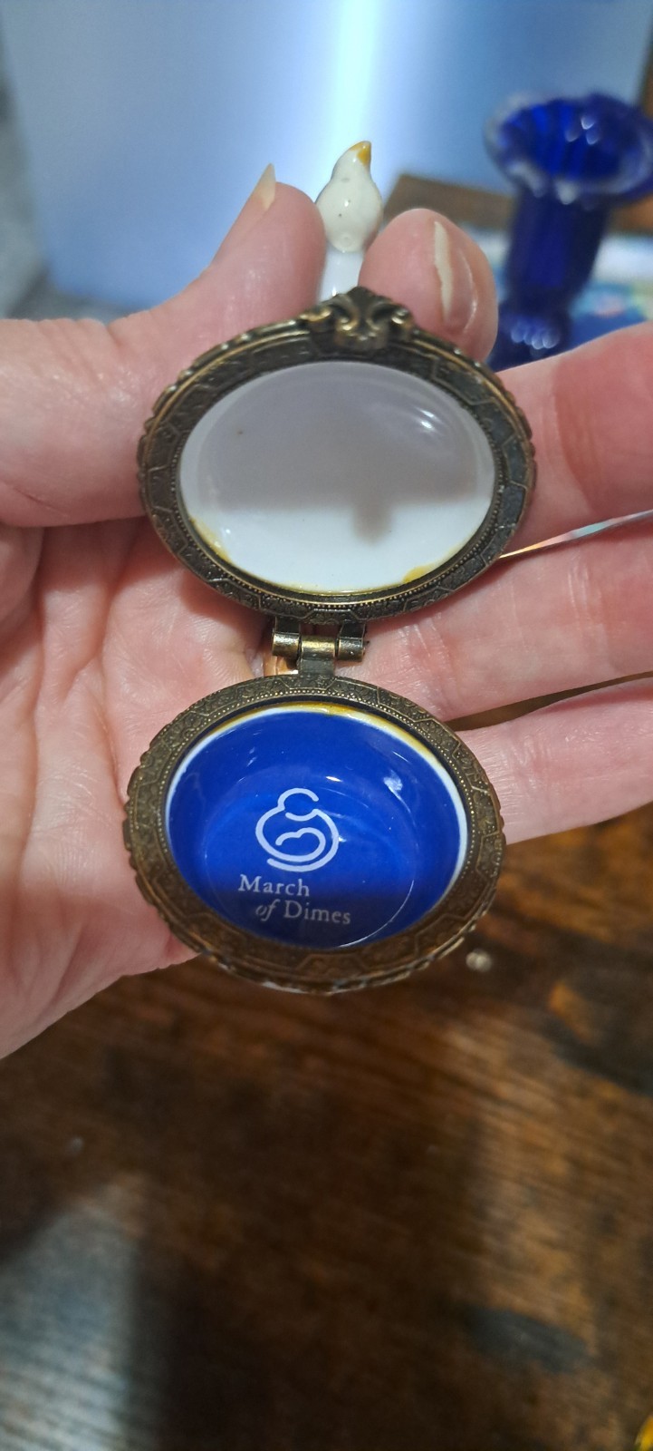 Mini Stork & Baby Themed Hinged Lidded Trinket Tooth Or Ring Box March of Dimes
