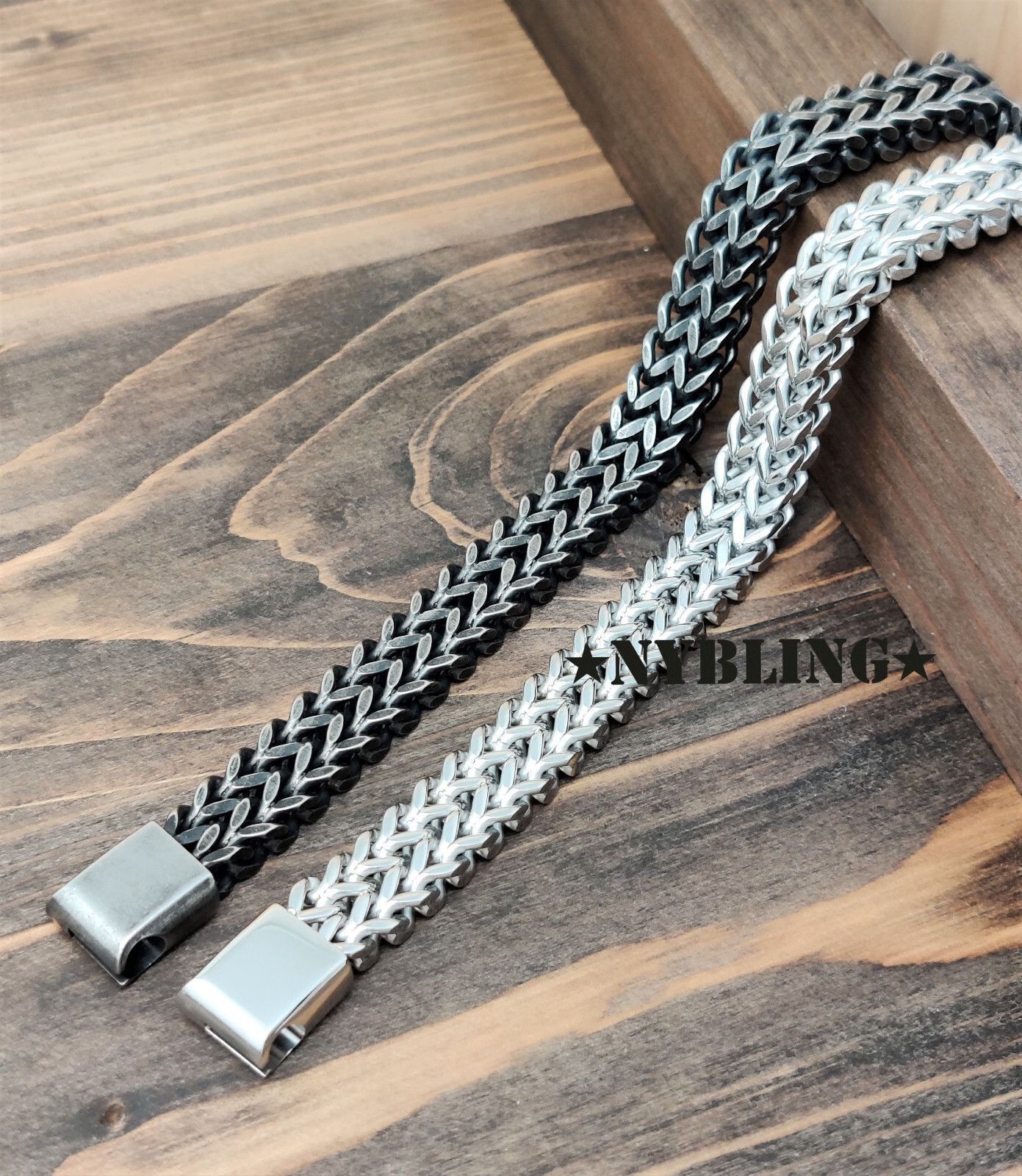 Stainless Steel Bracelet Meshed Woven Curb Chain Cuban Link Wristband Men Women
