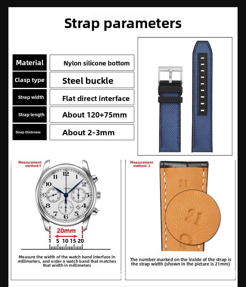 For Tissot Quickster T125617A Nylon Canvas Rubber Watch Strap Quick Release 22mm