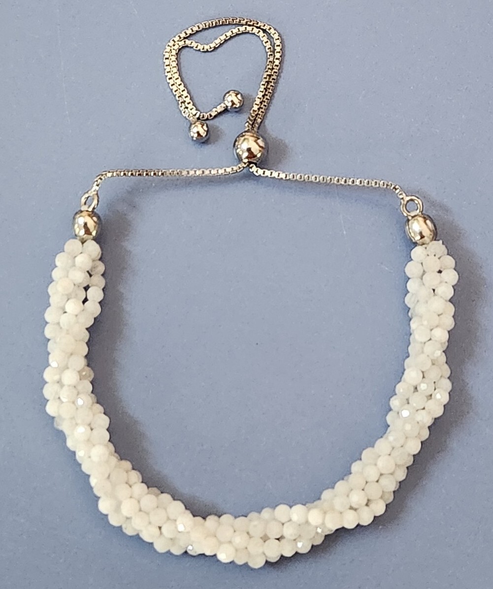 925 Sterling 5-Strand Rainbow Moonstone Bolo Adjustable Bracelet 9.5 Inches