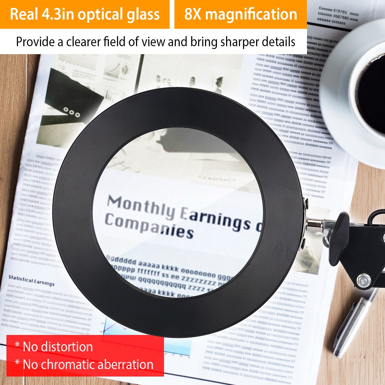2Packs Magnifier LED Lamp 8X Magnifying Glass Desk Table Reading Light Portable