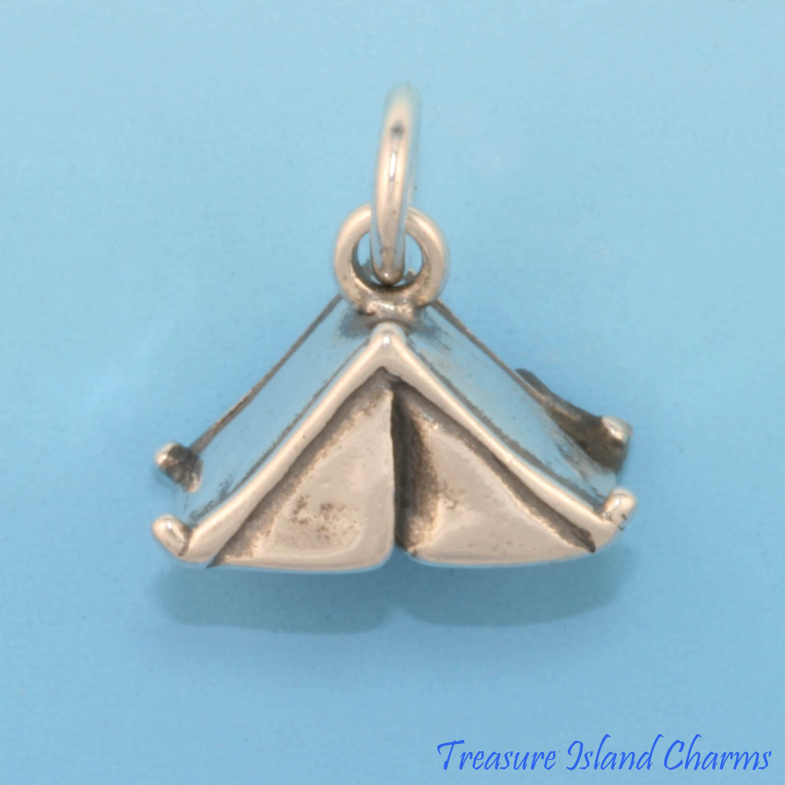 Camping Tent Outdoors 3D 925 Sterling Silver Charm MADE IN USA