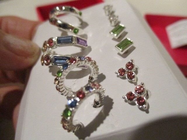 AVON Radiant Rainbow Earring Pack 6 pairs of Hoops & Studs 1/2″ D Multicolored
