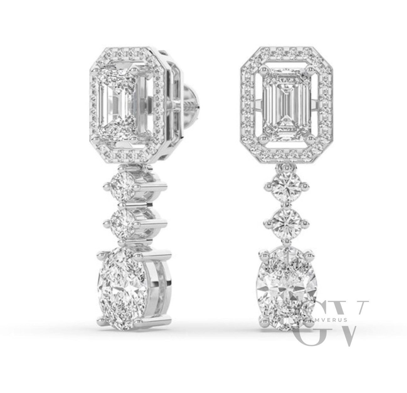 Moissanite Drop/Dangle Earrings 4.50 Carat Oval Cut F/ VVS1 Solid 14K White Gold