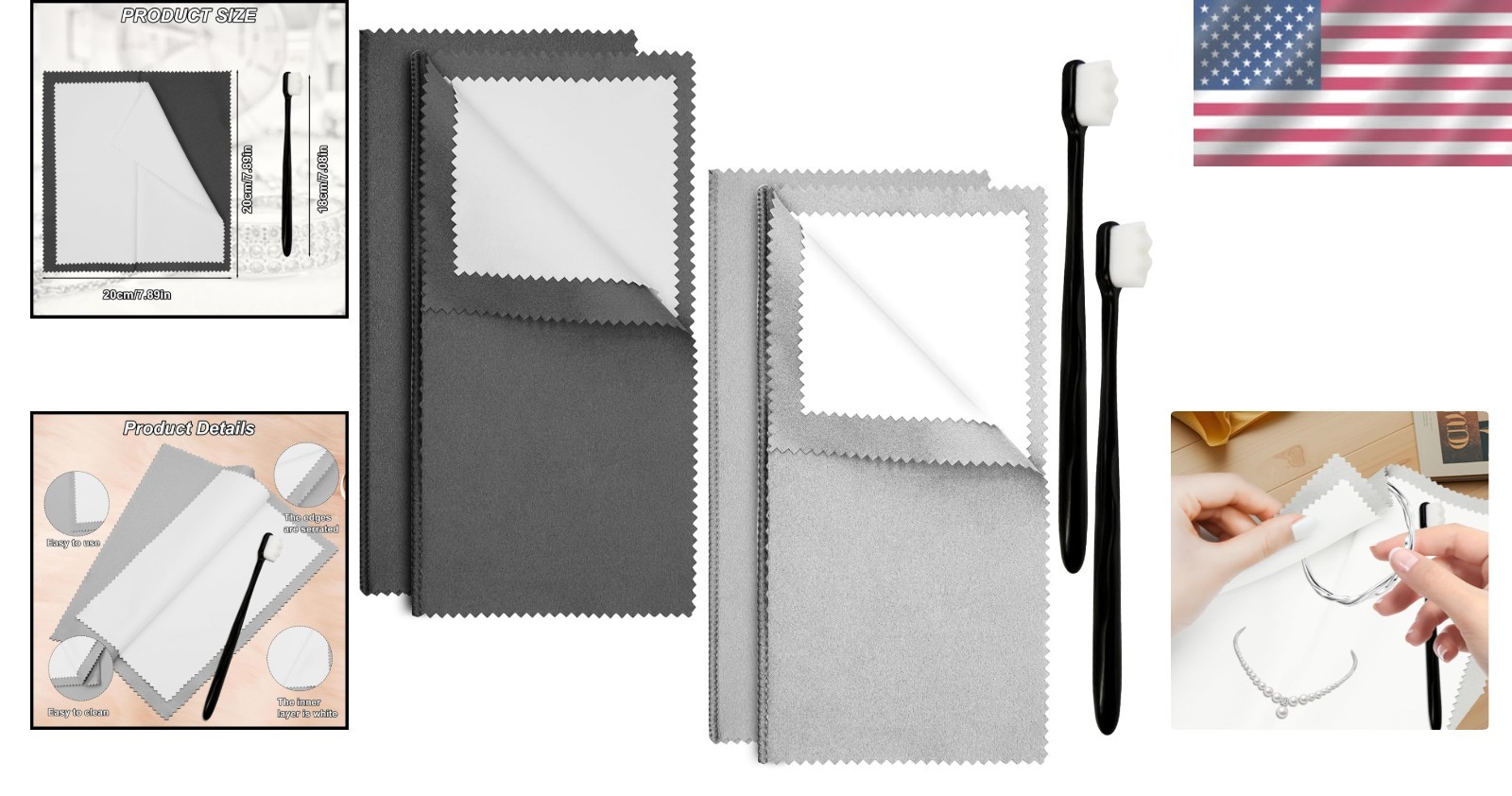 Effortless Jewelry Care: 6-Pcs Microfiber & Brush Set for All Your Jewelry Needs