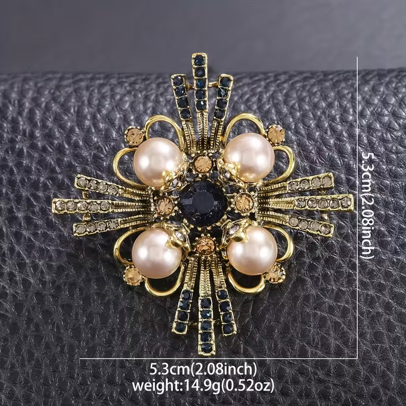 Vintage Flower Sparkling Rhinestones Brooch Pin Women Holiday Fashion Gift