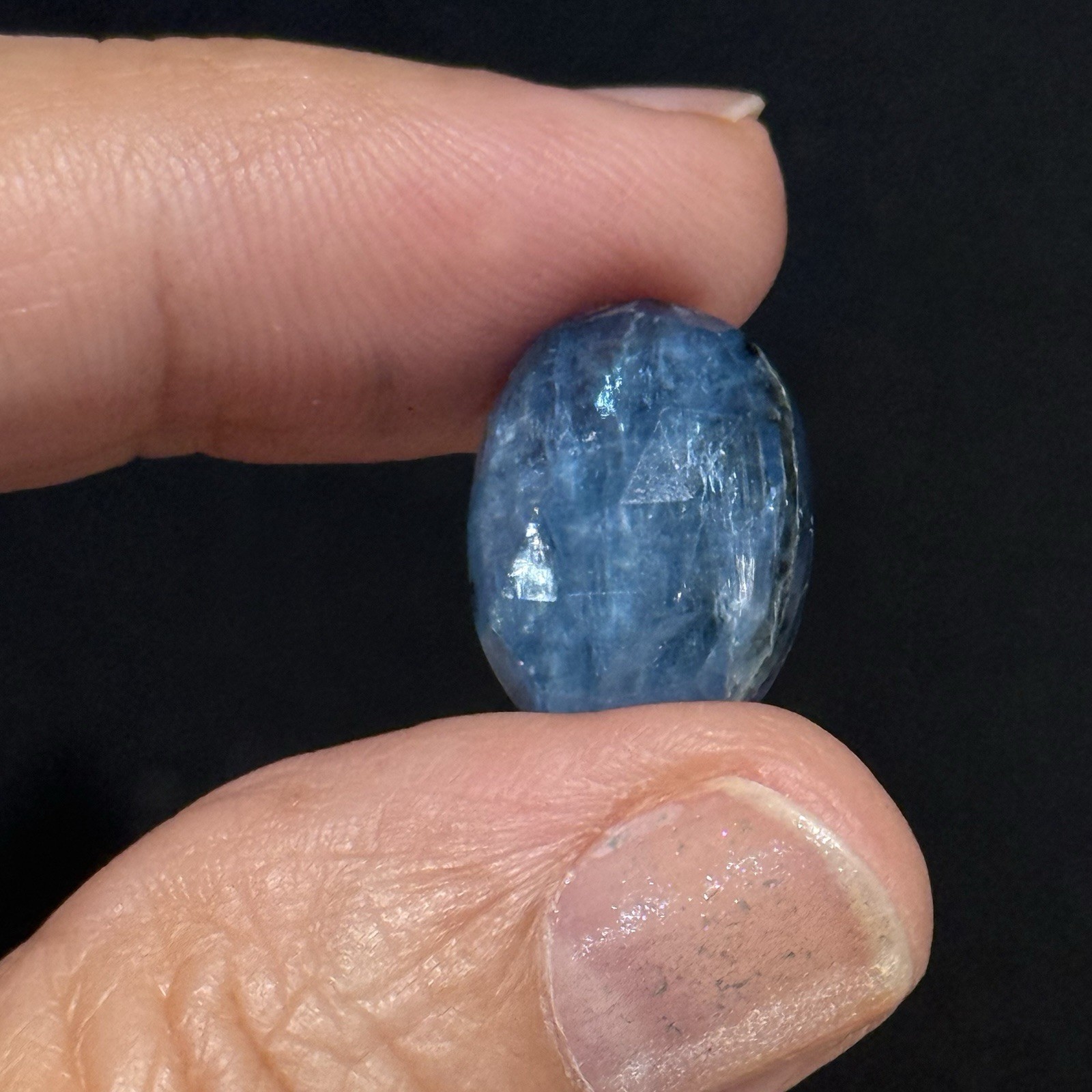 12.1ct 16.4×12.2×5.6mm Fine Blue Faceted Kyanite Oval Cabochon Loose Gem