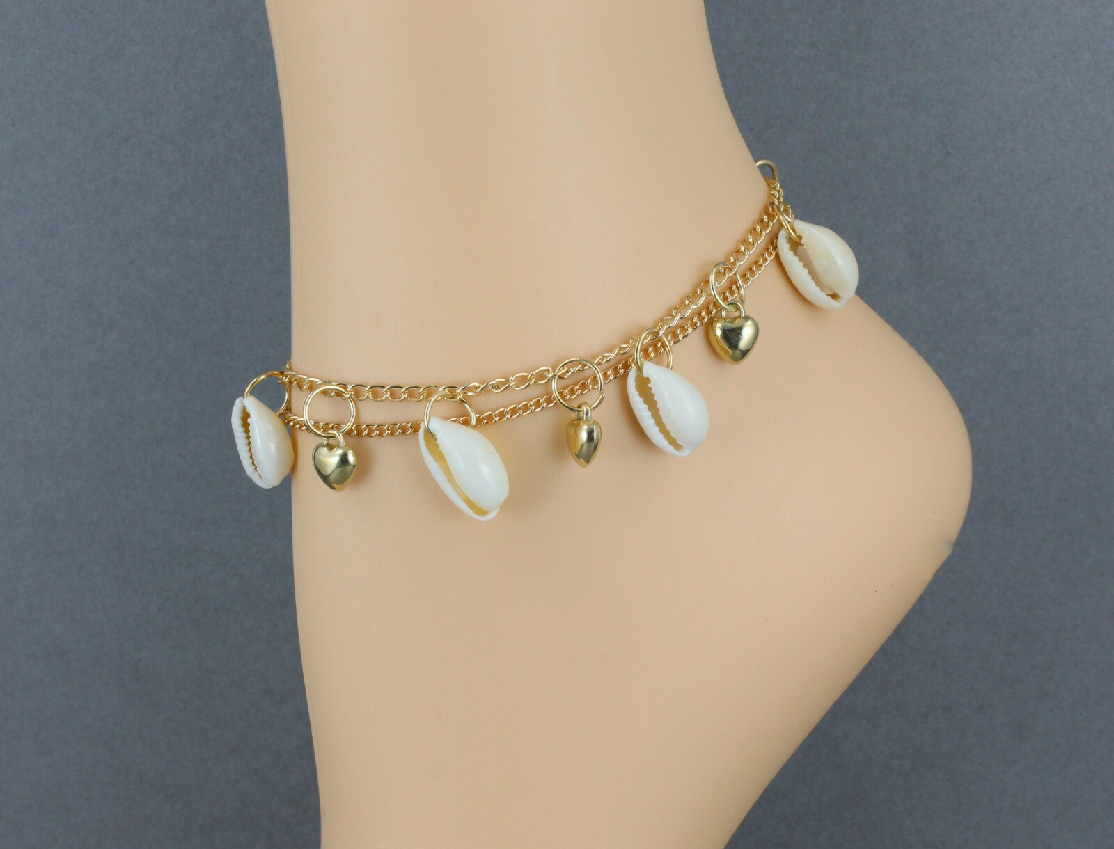 Gold chain cowrie Shell anklet sea shell ankle bracelet 8 – 9.5 inches anklette