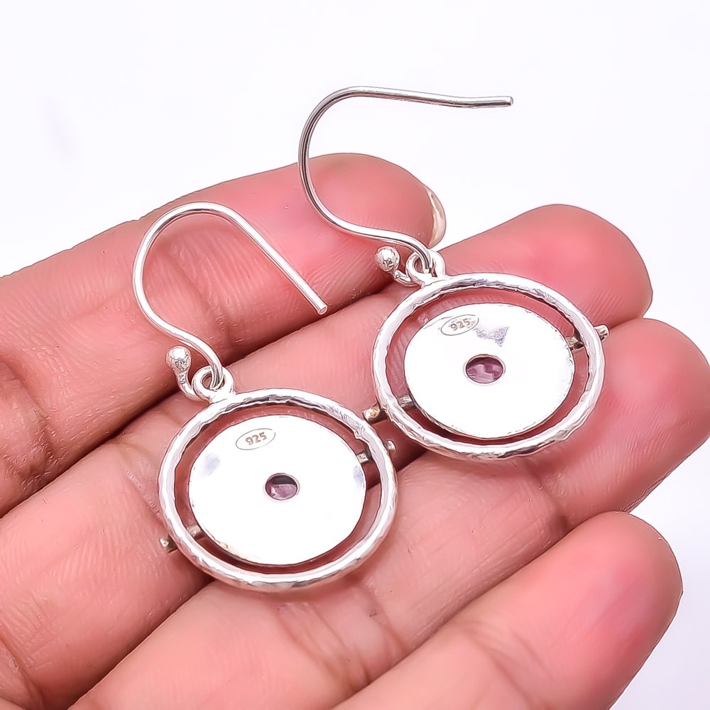 Rhodochrosite – Argentina Designer 925 Sterling Silver Handmade Earring 1.56″ E3