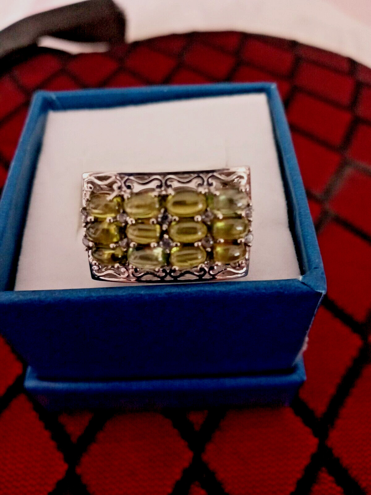 Italian Natural Vesuvianite and Zircon Ring in Plat Over Sterling 3.75 cts Sz 7