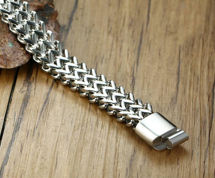 GNAYY Pure Stainless steel Mens Double Link Chain bracelet Bangle 12.5mm 8.66”