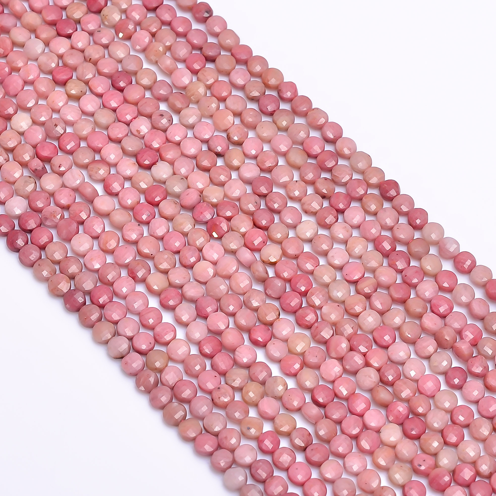 Natural Rhodonite Gemstone Coin Shape Faceted Beads 4X4X3 mm Strand 13″ EB-401
