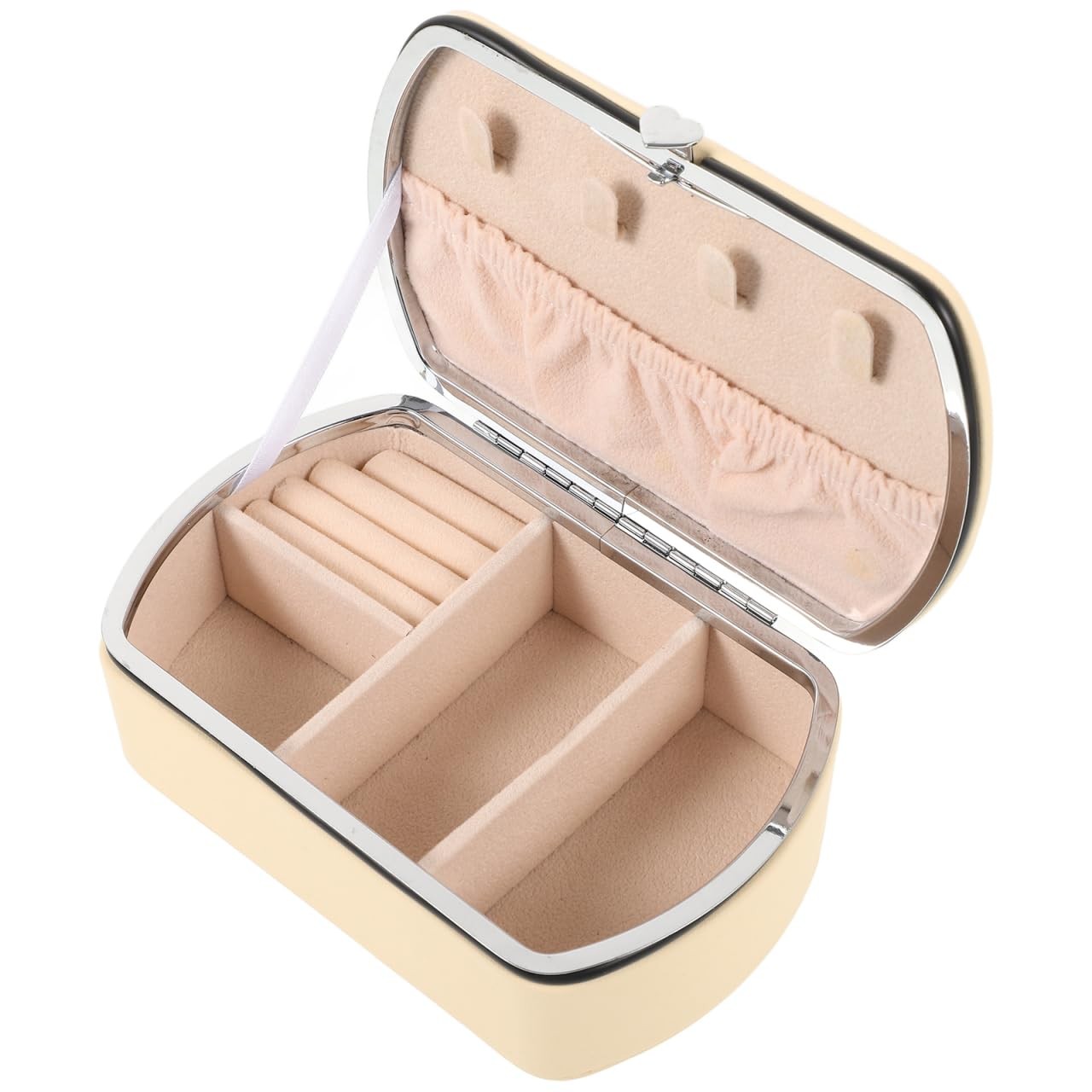 FRCOLOR Travel Jewelry Box Small Case 14.20X8.50X5.00CM, Beige