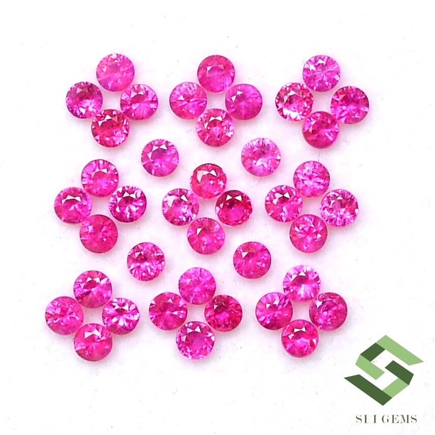 2.50 mm Natural Ruby Round Diamond Cut Lot 40 Pcs 3.06 CTS Loose Gemstones