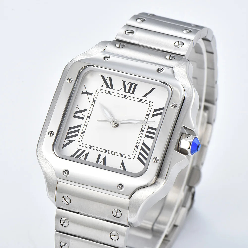 Simple Retro White Roman Sapphire Crystal Square Men Dress NH35 Automatic Watch