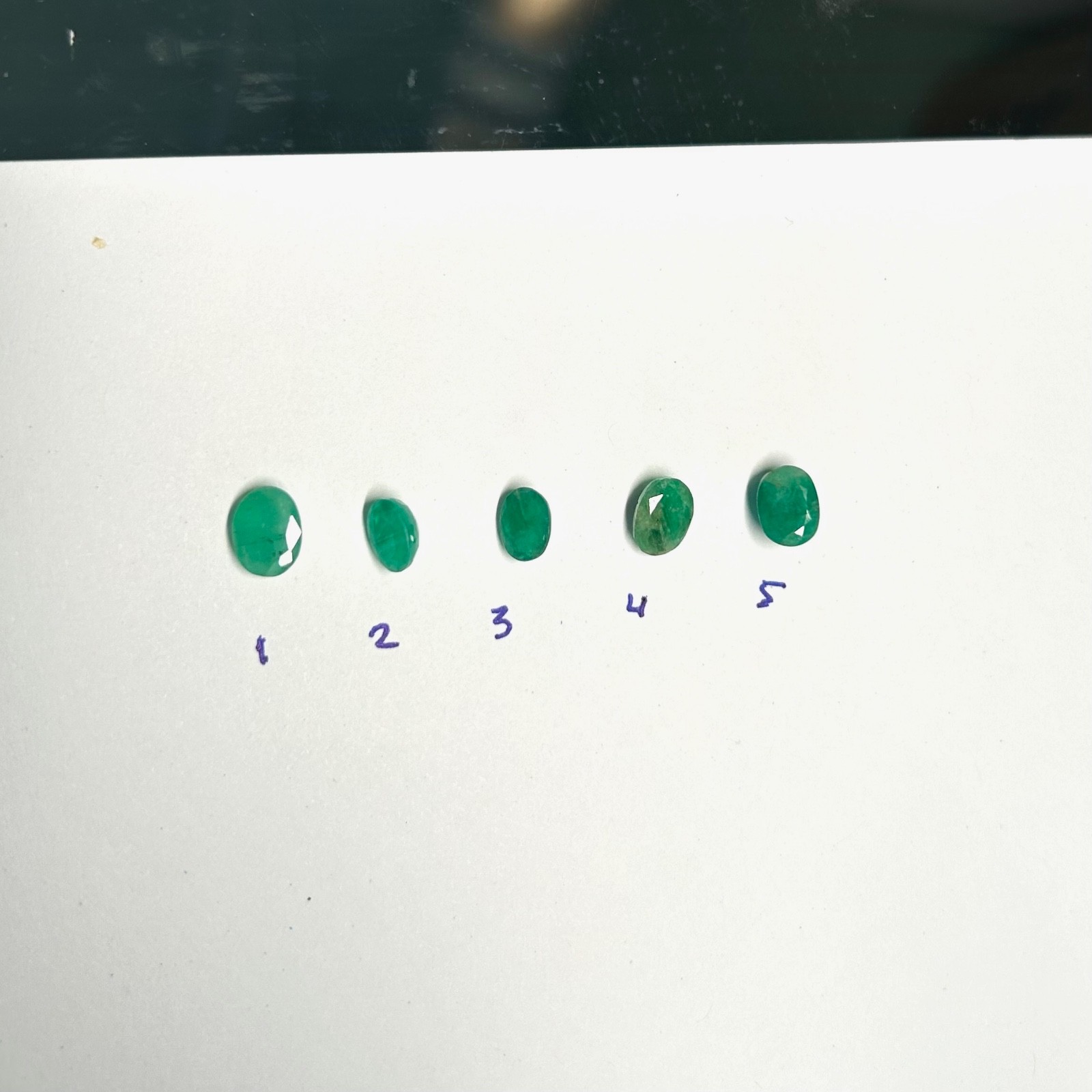 Loose Colombian Emerald Lot, Natural Oval Cut Gemstones Lot of 5, 5.26ct total