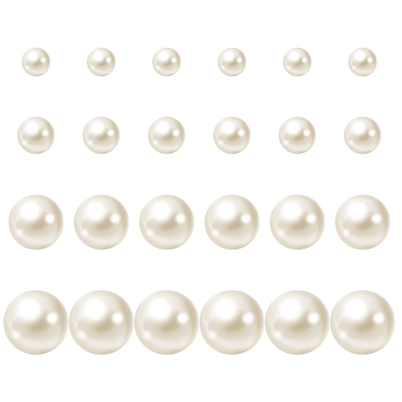 Aeaocvo 12 Pairs Pearl Earring Studs, Beige Pearls Stud Medium, off-white