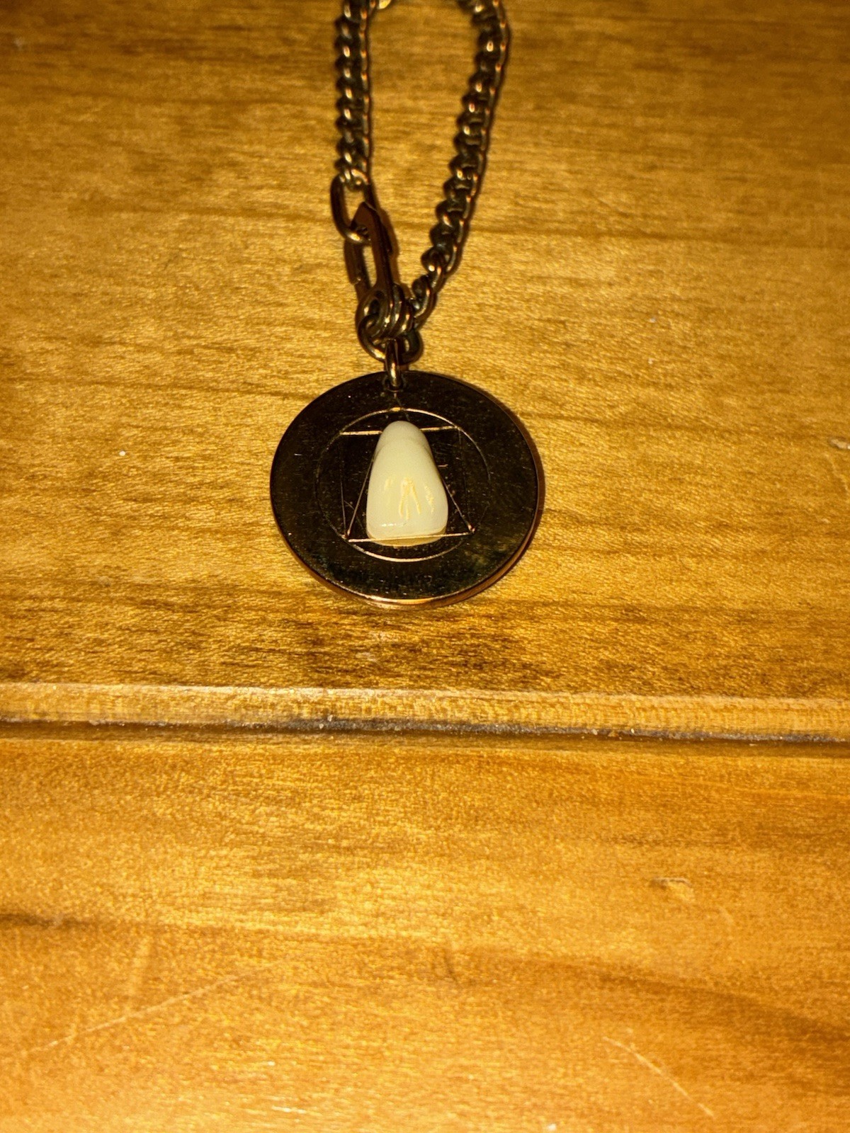 Vintage Chain w/ Medallion, White Tooth on One Side, Black on Other