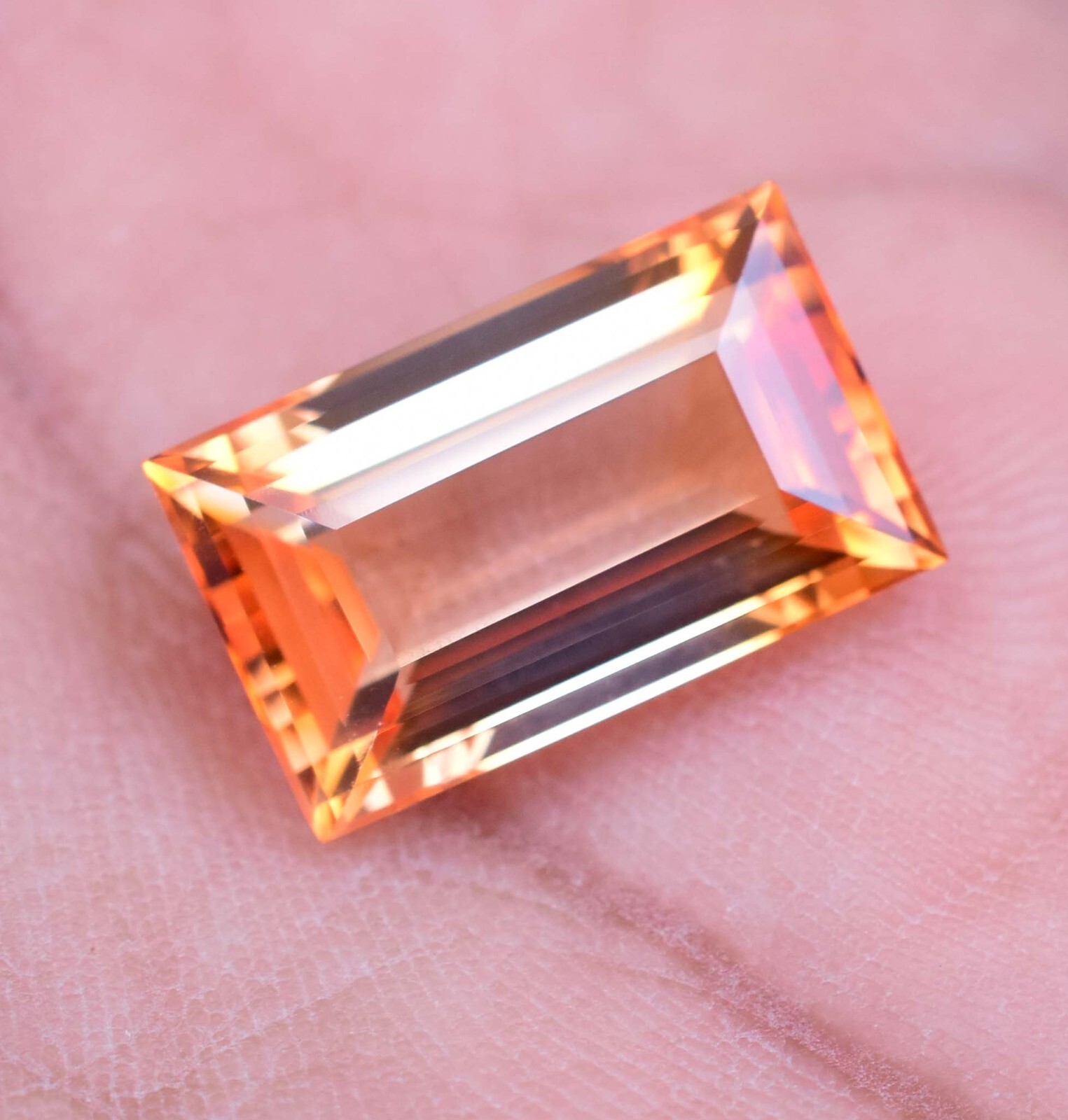 Natural imperial Topaz 9.10 Ct Baguette Stunning AGL Certified Loose Gemstone