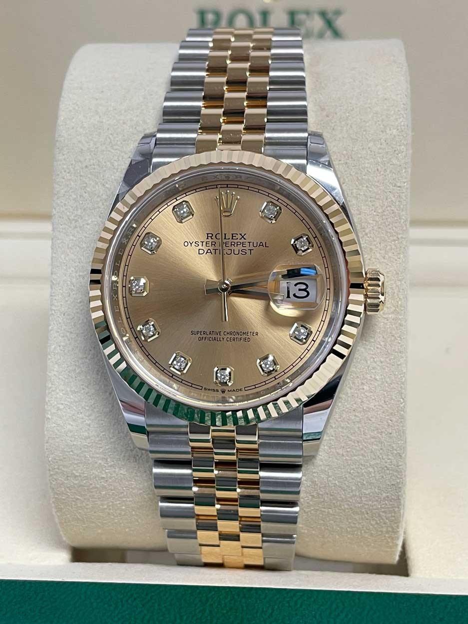 Rolex Datejust 36 SS/Yellow Gold 126233 Champagne Diamond Jubilee