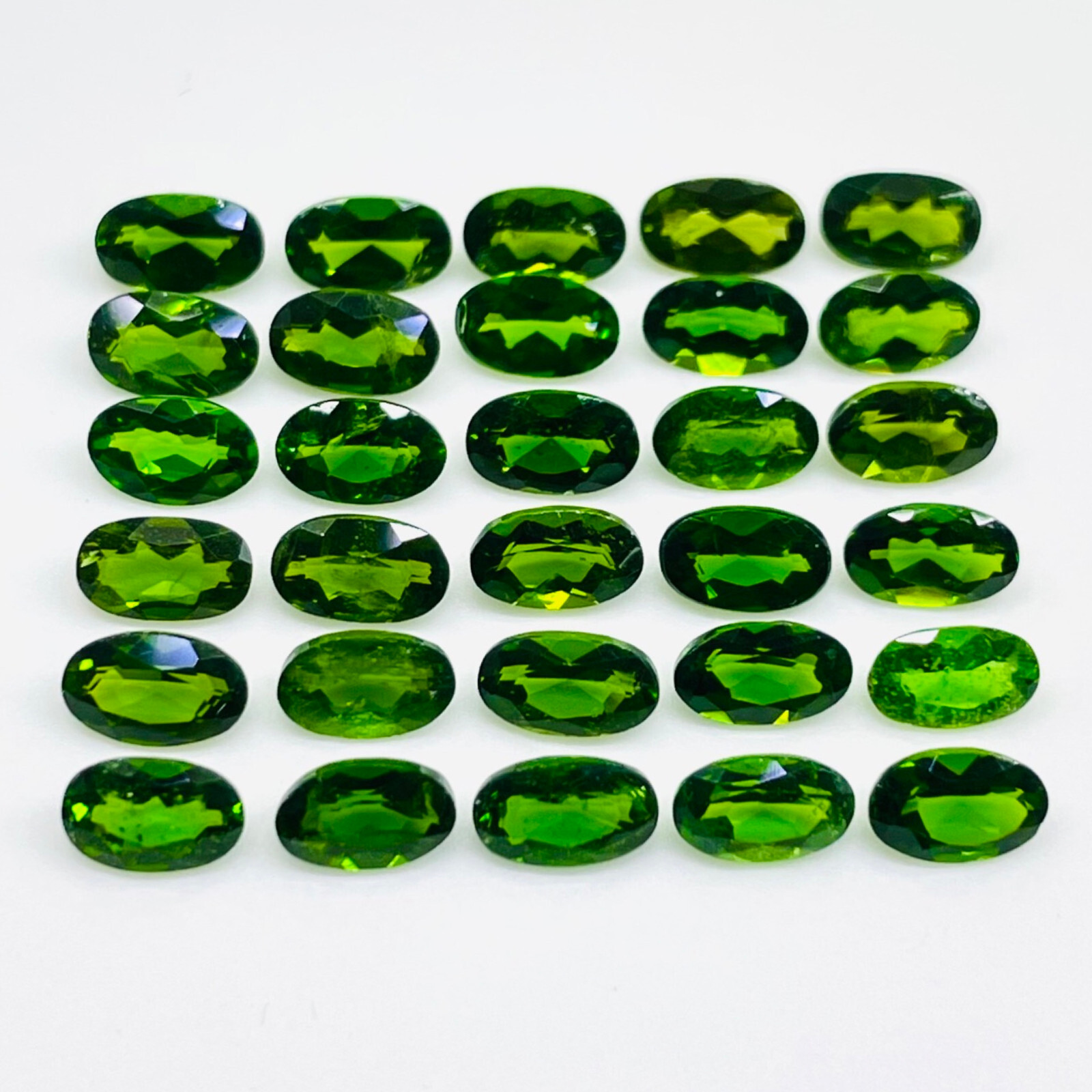 Natural Chrome Diopside 30 Pcs 5x3mm Oval Cut Vivid Green Loose Gemstones Lot
