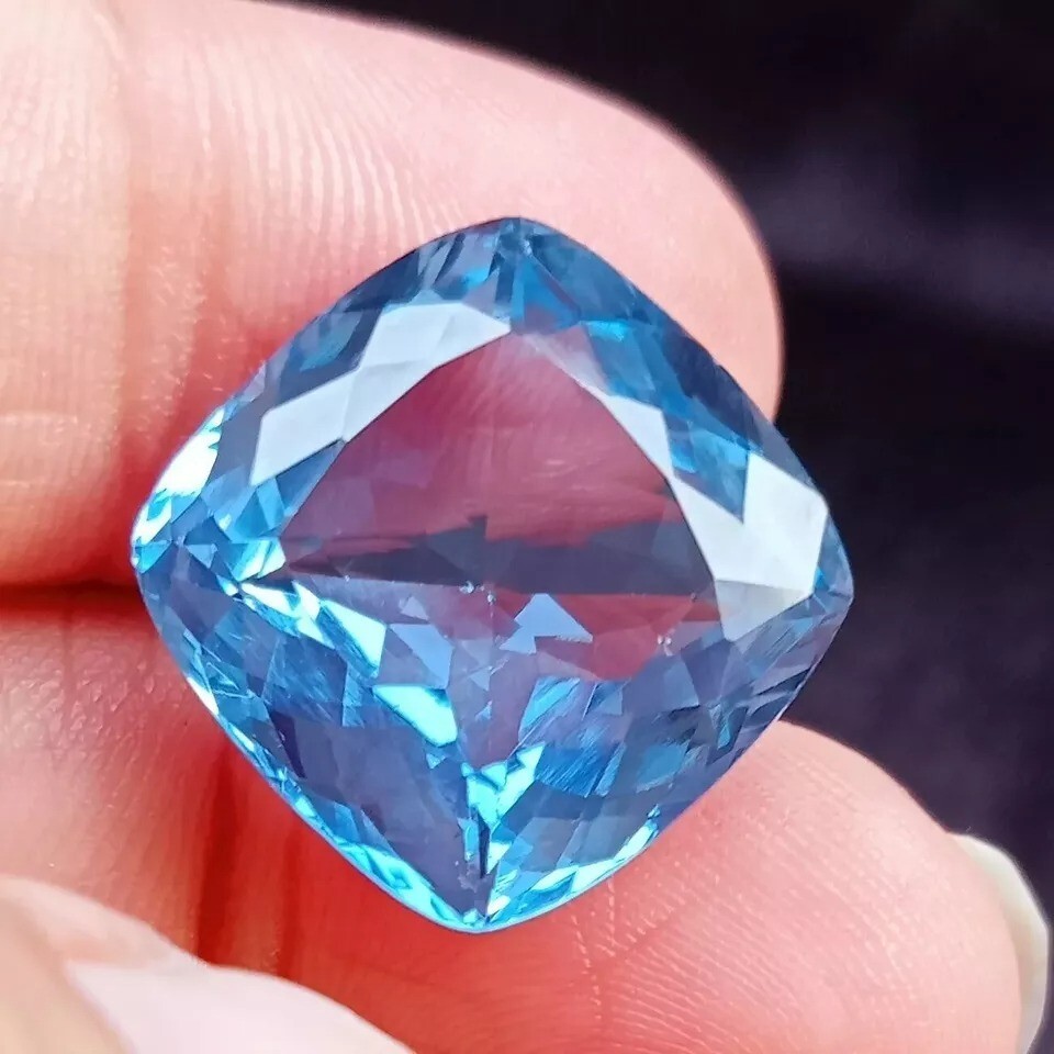 20-22 Ct Natural Blue Aquamarine EGL Certified Cut Ceylon Cushion Cut Gemstone