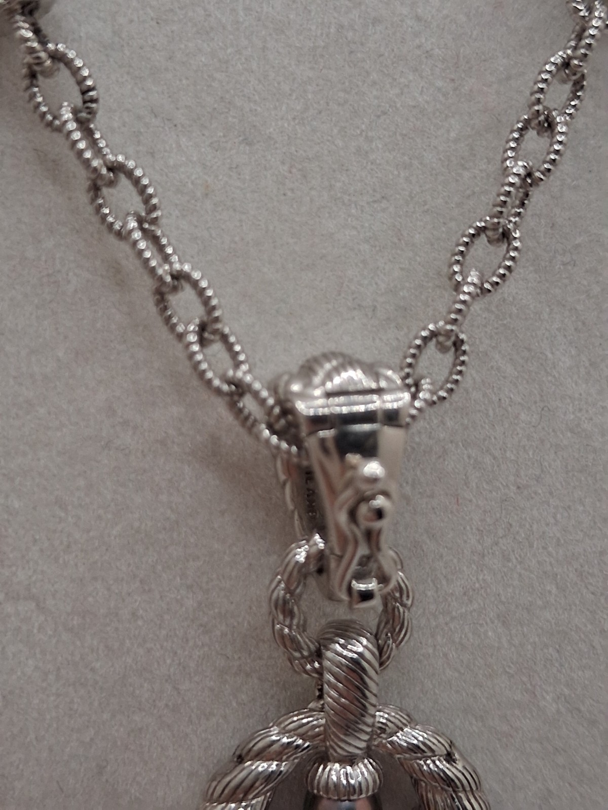 Judith Ripka Sterling Cultured Lustrous Grey Pearl Necklace & Pendant/Enhancer
