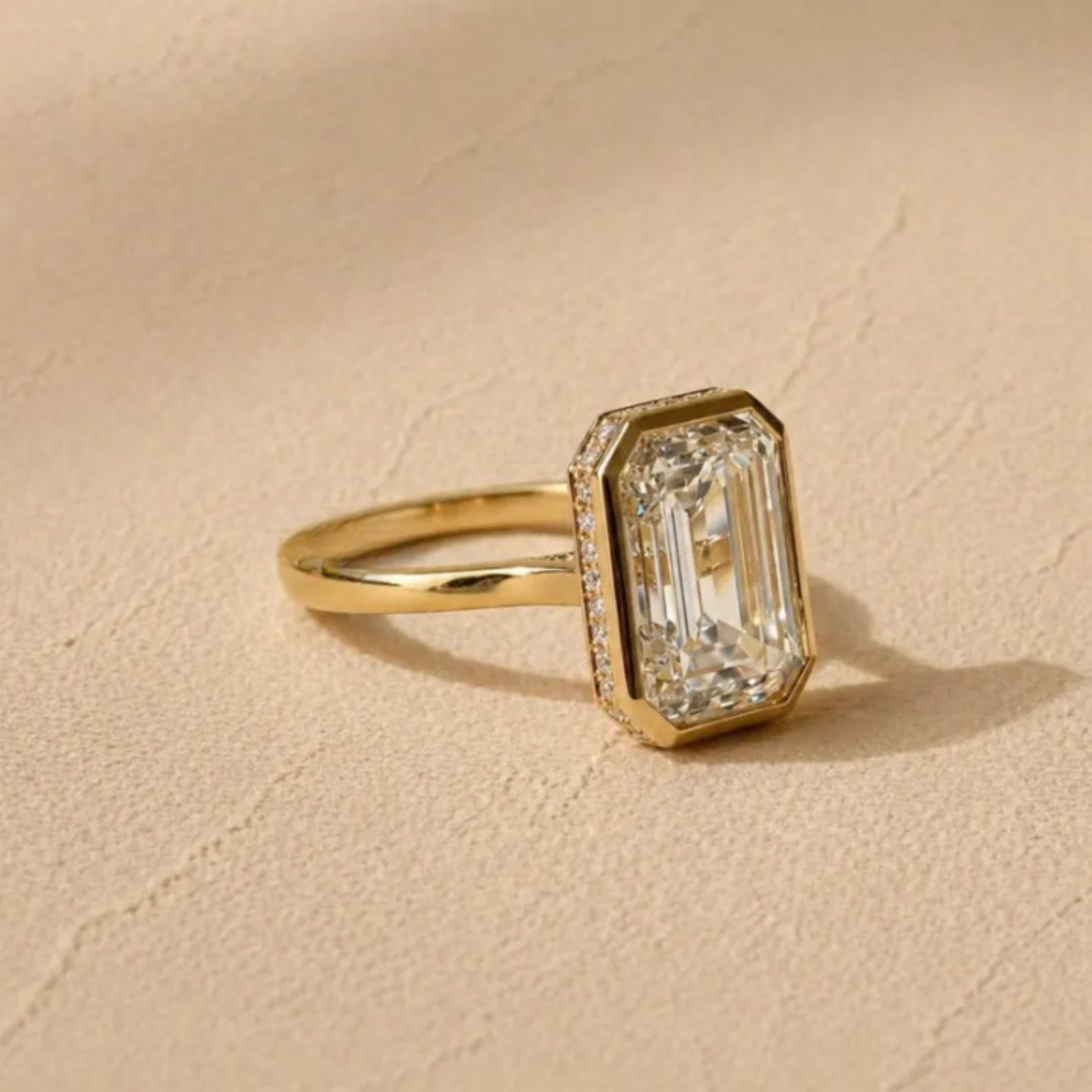 3 Carat Emerald Cut Lab Grown Diamond Engagement Ring | 14k Yellow Gold VVS VS