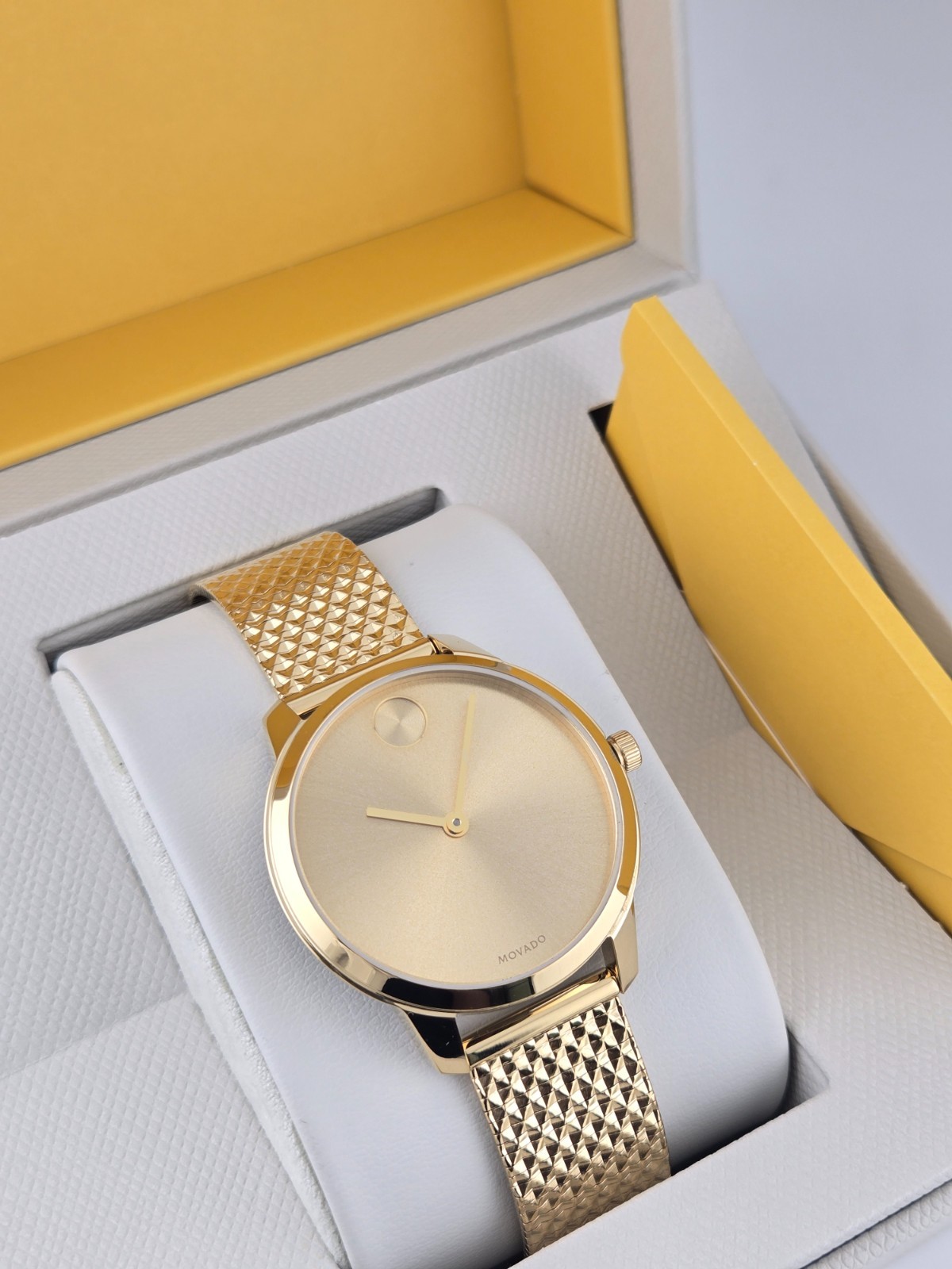 Movado Bold Women’s Gold Tone Pyramid Bracelet Watch – 3600598 ($595 MSRP)