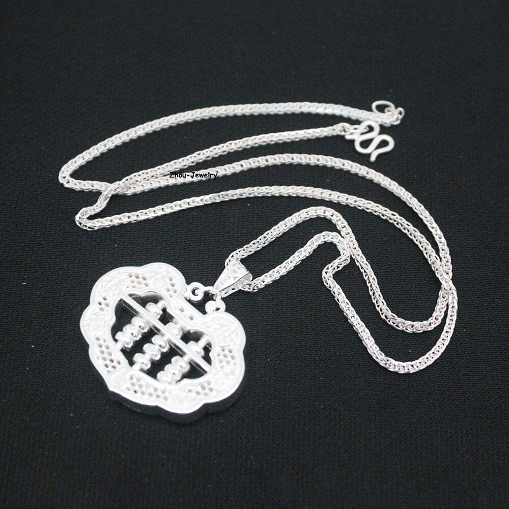 Pure S999 Sterling Silver Pendant Women Men Hollow Abacus Pendant 9-10g 37*31mm