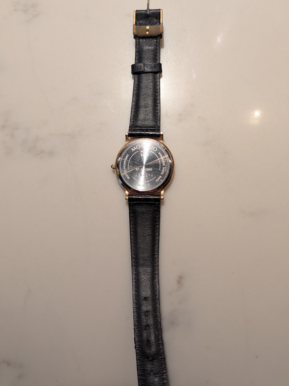 Vintage Movado Museum Watch Gold Tone 87-64-0885 Black Dial Quartz Men’s Swiss