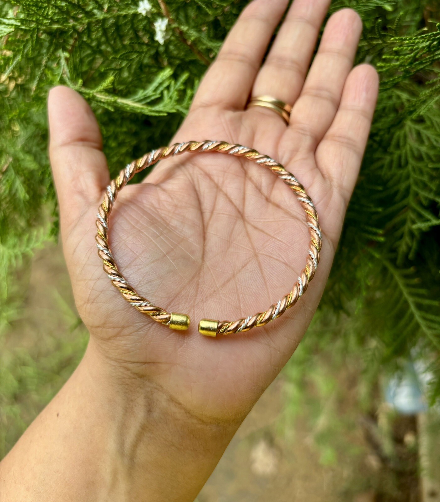 1Pc Pure Copper Brass Silver Healing Bangle, Cuff, Bracelet, Jewelry, Spiritual