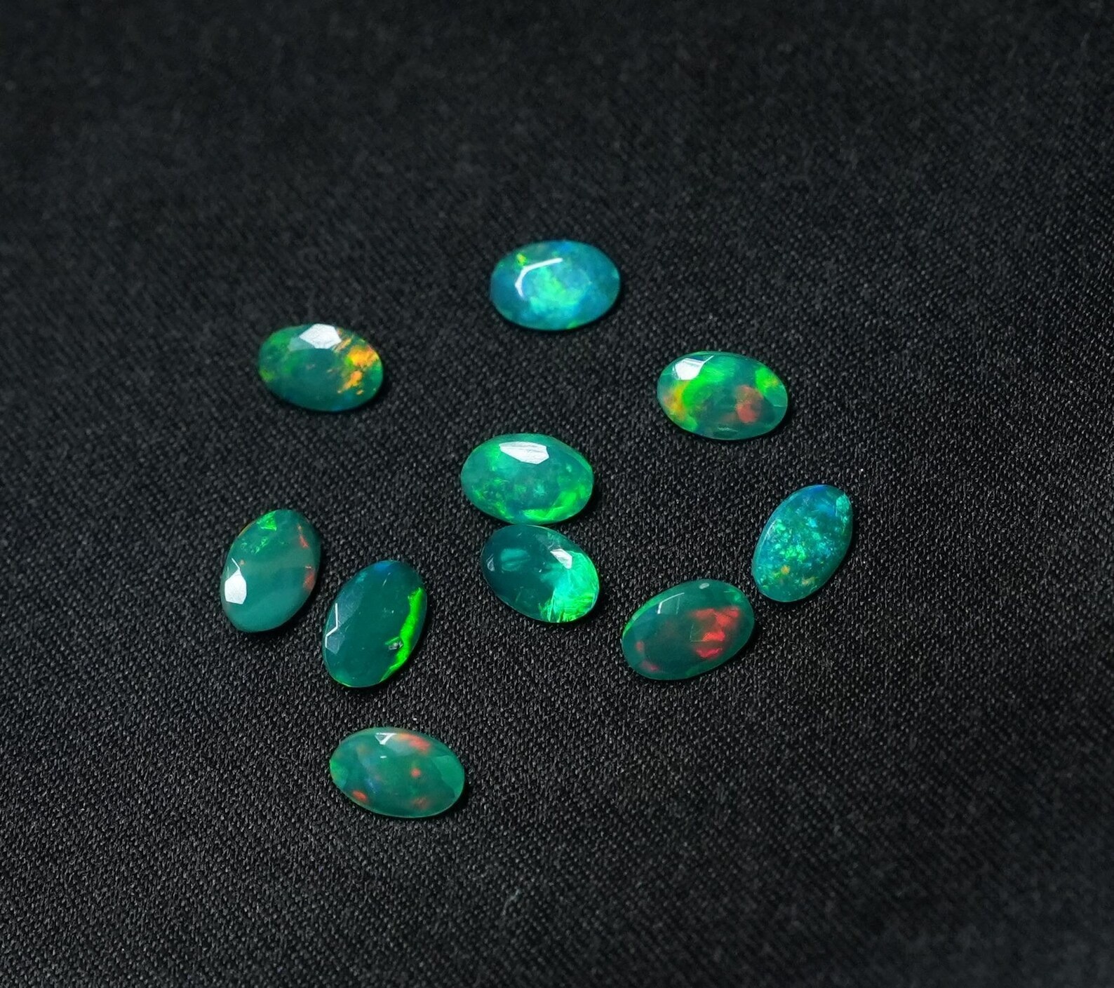 Natural Green Ethopian Opal Oval Faceted Cut 3x5mm To 8x10mm Loose Gemstone