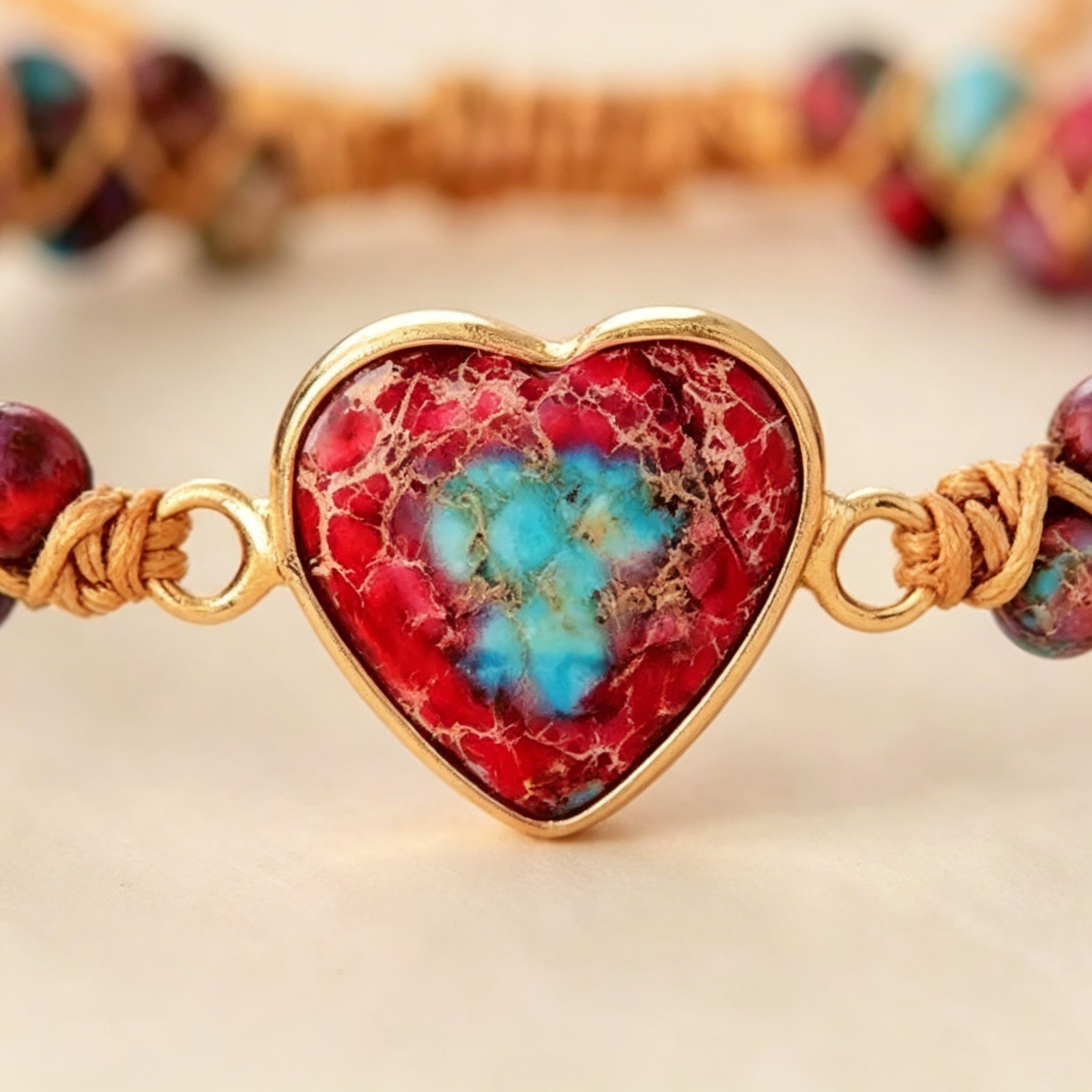 Women Heart Charm Bracelet Woven Handmade Boho Adjustable Friendship Gift Jewel