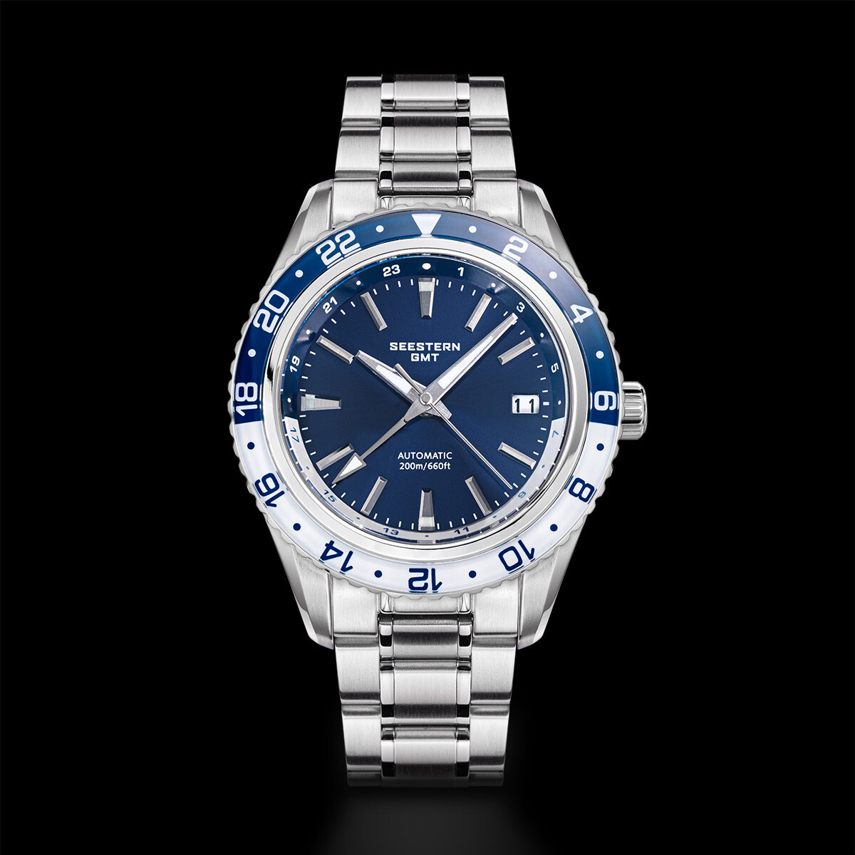 Seestern GMT S456.BE Sapphire Crystal Mechanical Mens NH34 Watch SEAGULL 1963