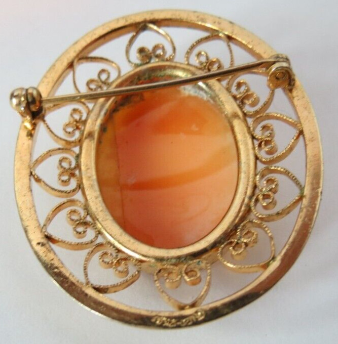 VTG VAN DELL 12K GOLD FILLED CAMEO BROOCH PIN PENDANT 40MM X 32MM WIDTH’..