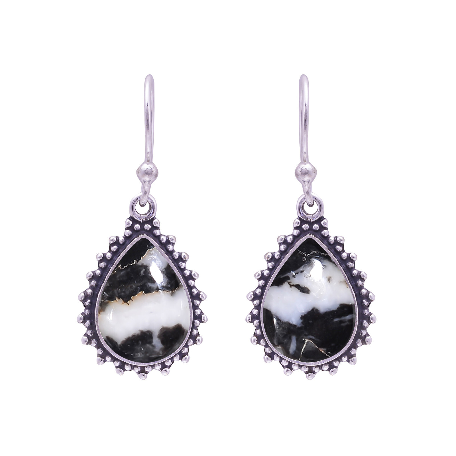 White Buffalo Turquoise Gemstone Earring 925 Sterling Silver Handmade Jewelry.