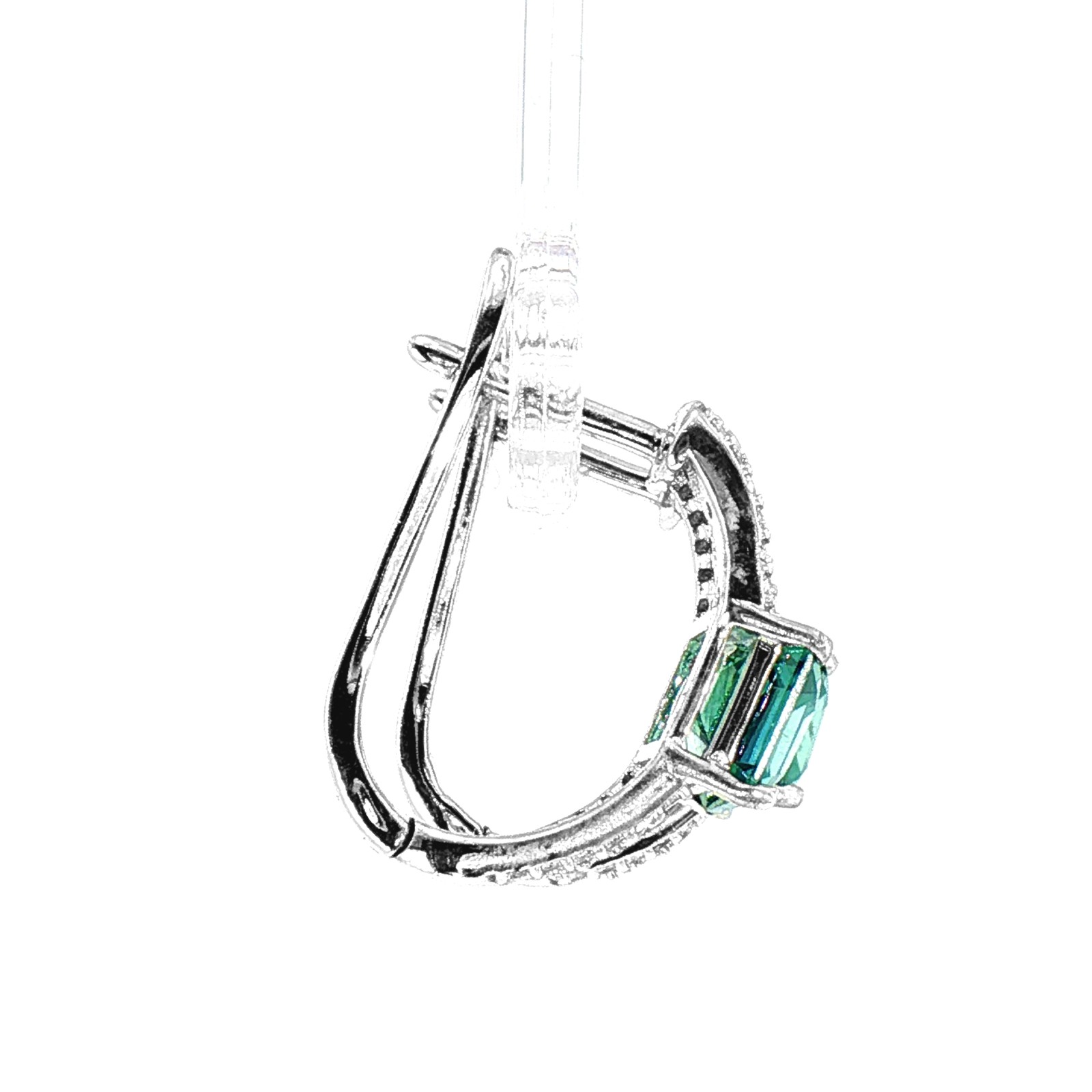 Green Topaz Gemstone 925 Sterling Silver Octagon Earrings Top Rich Green