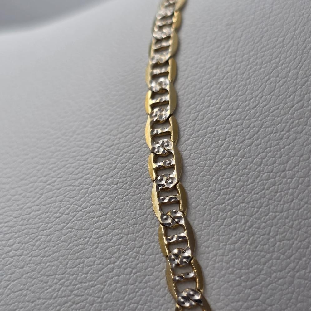 16″ 10K 2Tone Yellow & White Gold 3.5mm Anchor Mariner Link Chain Necklace ITALY