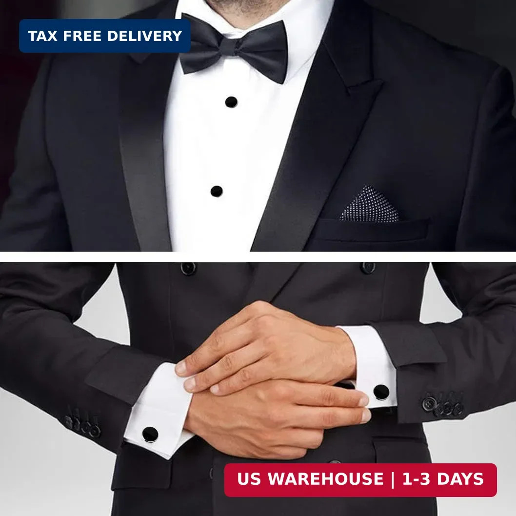 Tuxedo Studs and Cufflinks Set, Mens Cufflinks and Cuff Studs Set Cuff Links Sta