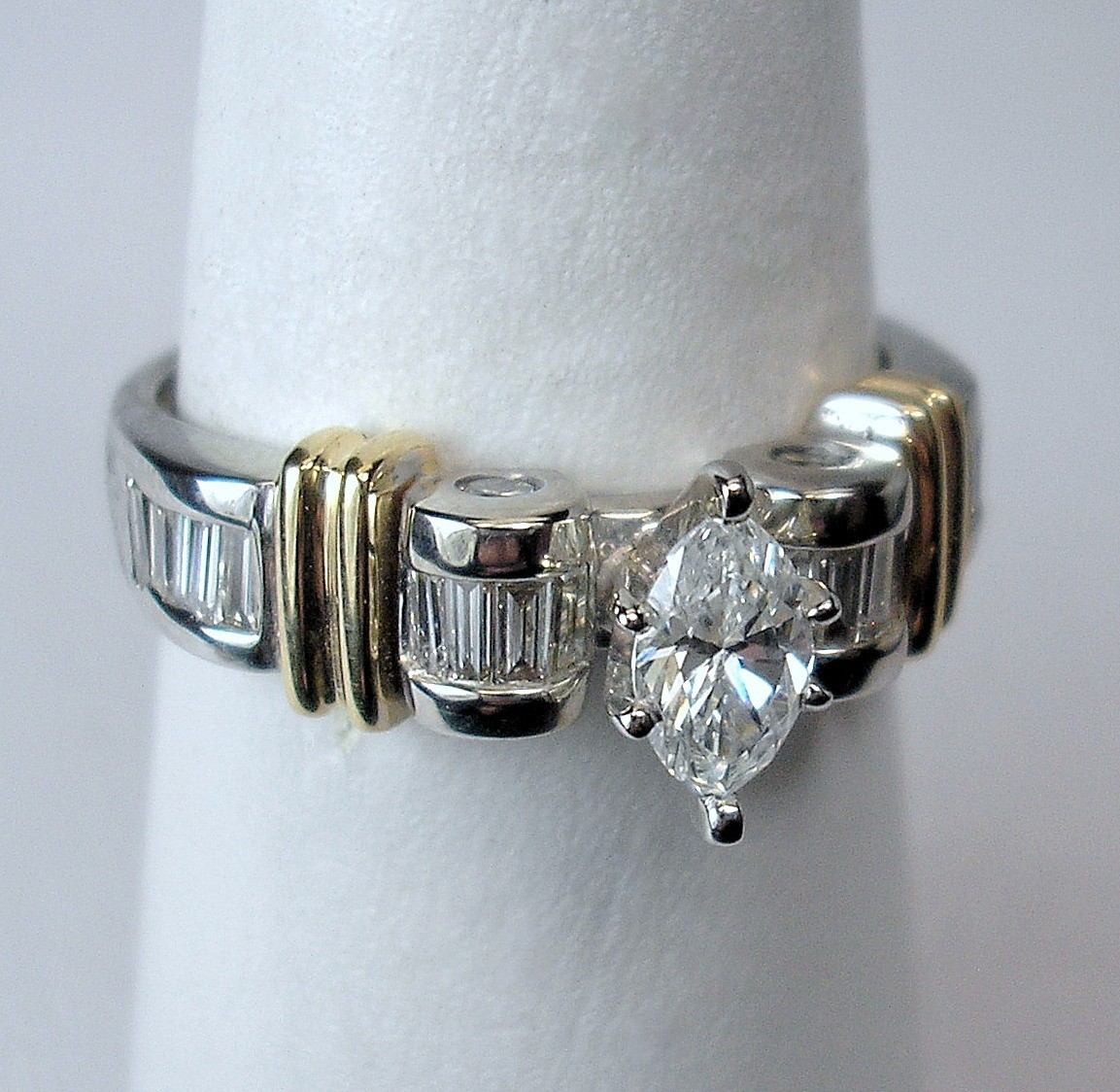 0.36 ct Marquise 0.61 ctw Natural Diamond 14KTT Engagement Ring Was $1,995 Video